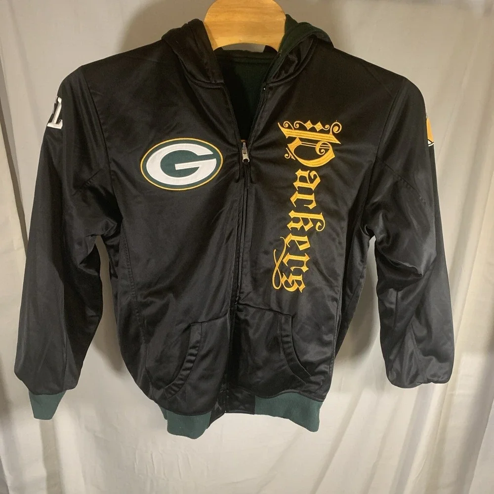 Vtg‎ Green Bay Packer Jacket Reversible 90's Y2k Hip Hop Skater NFL Size M